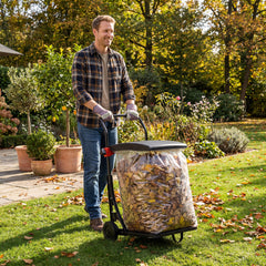 Trash Bag Holder with Wheels Moving Leaf Bag Stand Cart Yard Waste Can with Lid