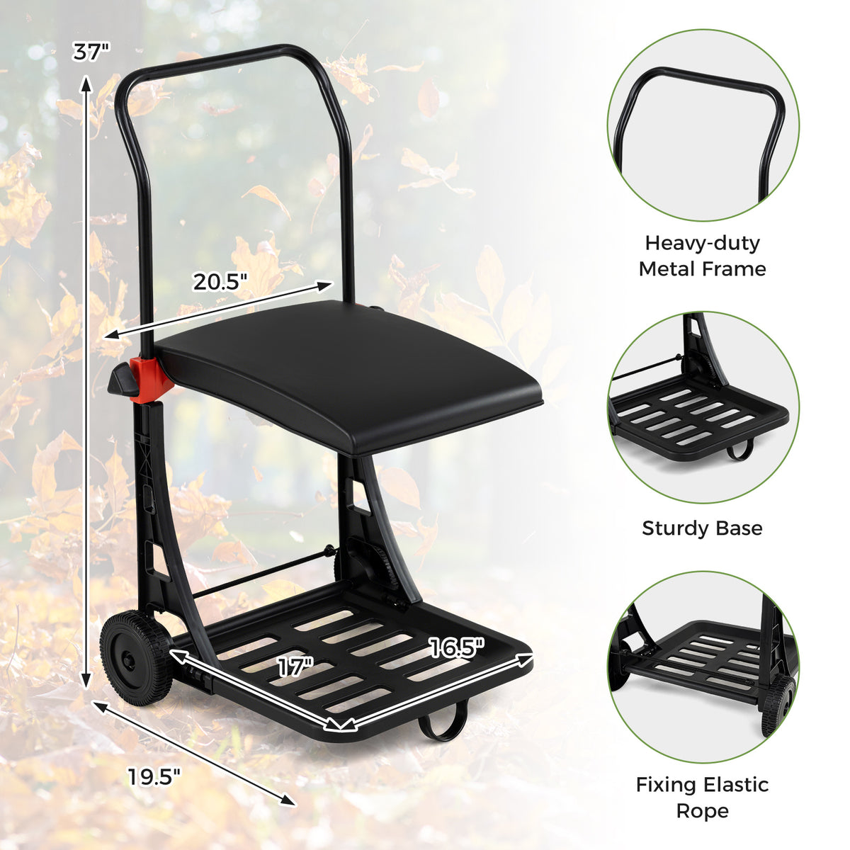 Trash Bag Holder with Wheels Moving Leaf Bag Stand Cart Yard Waste Can with Lid