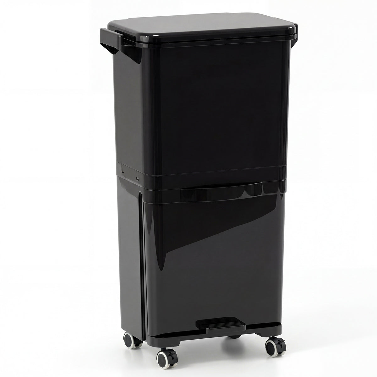 Trash Can with 2 Removable Bins and Tilting Compartment for Kitchen Office-Black