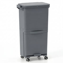 Trash Can with 2 Removable Bins and Tilting Compartment for Kitchen Office-Grey
