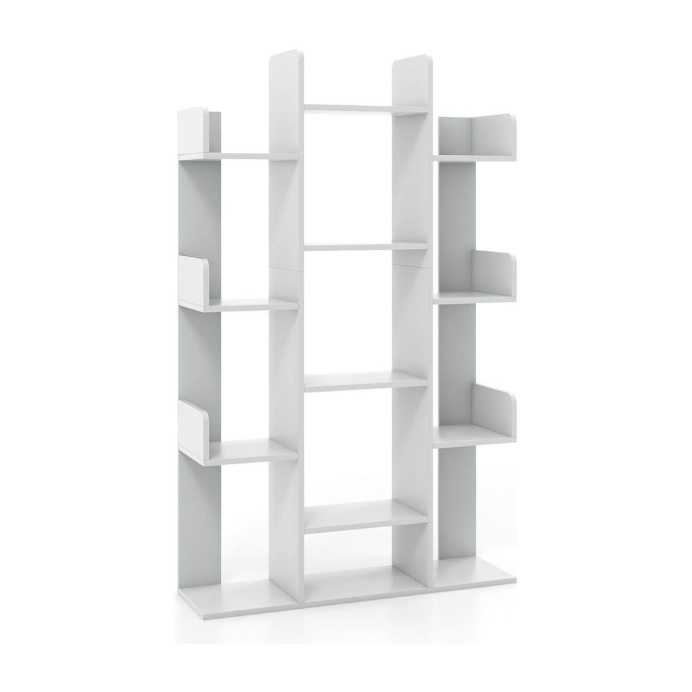 Tree Bookshelf Corner Books Storage Organizer in Grey
