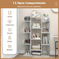 Tree Bookshelf Corner Books Storage Organizer in Grey