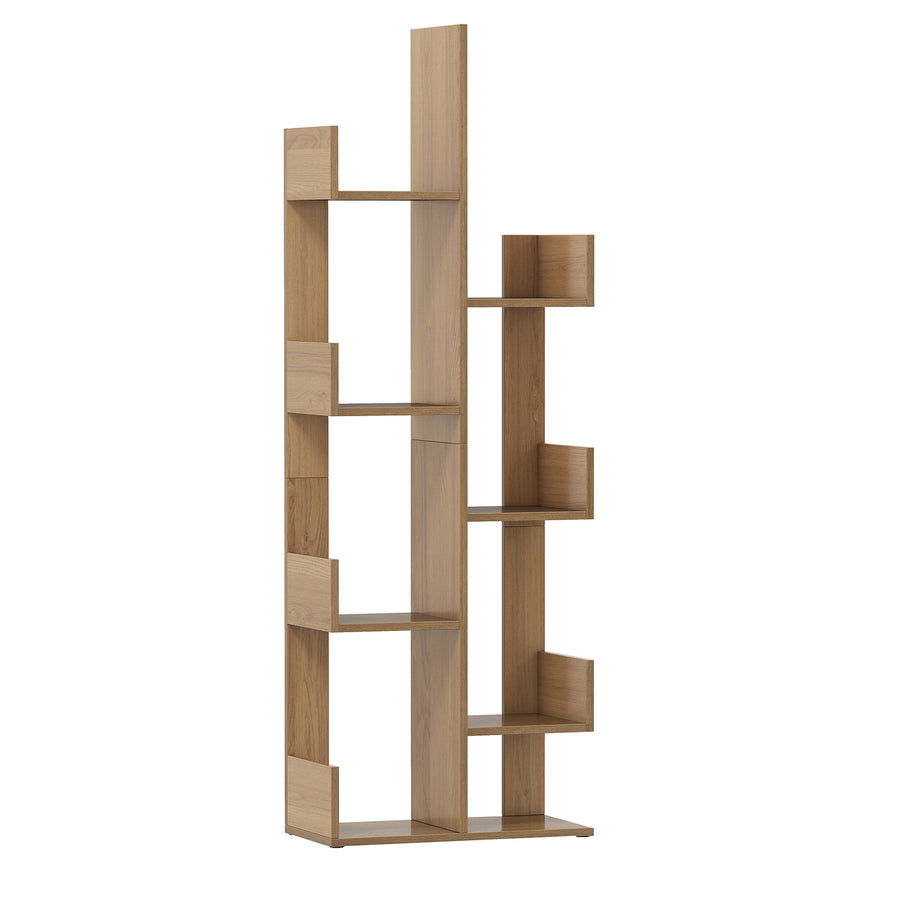 Tree-Shaped Bookshelf with 8 Storage Shelves-Natural