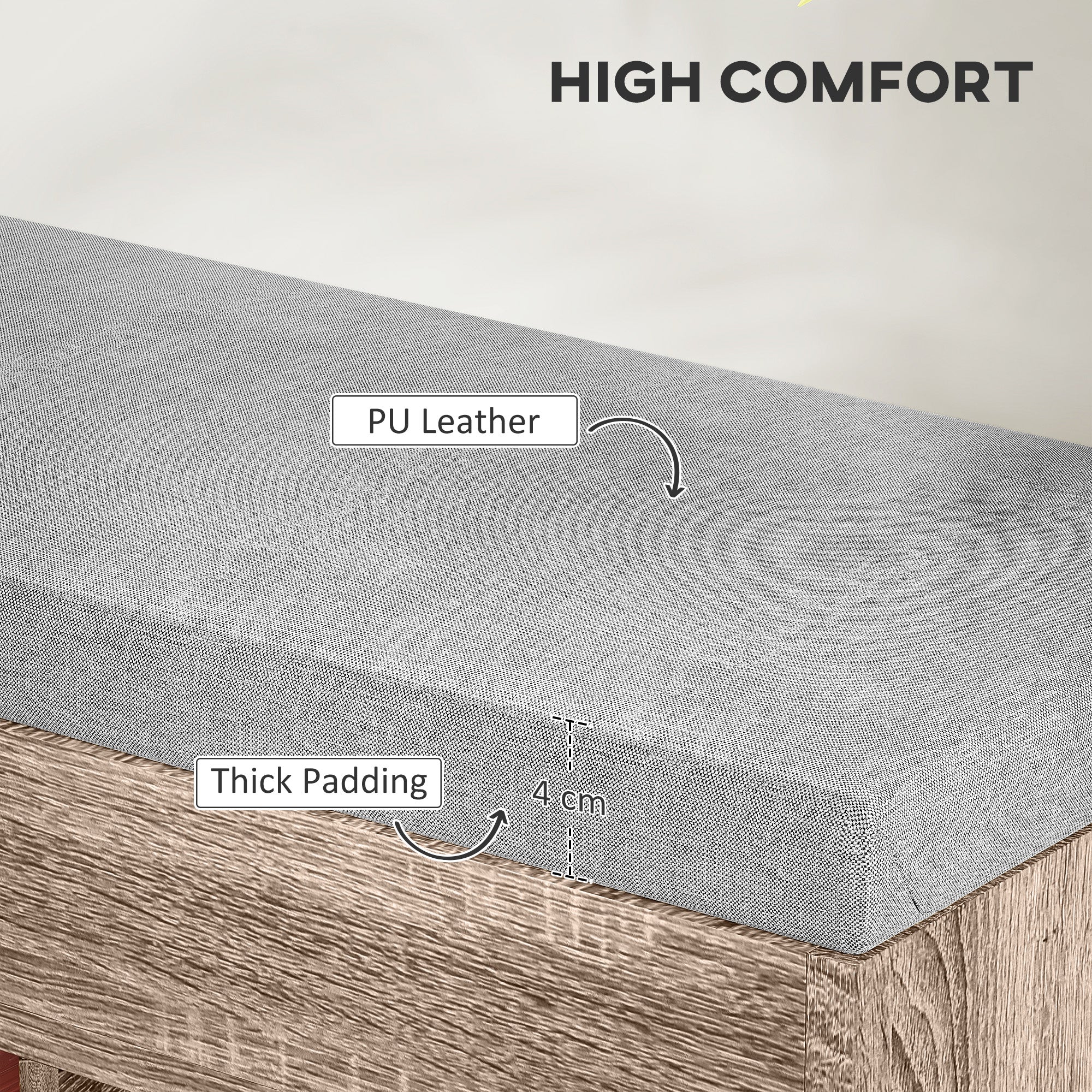 HOMCOM Shoes Cabinet Bench Hidden Storage Padded Seat Organiser Footwear Rack Hallway Grey Wood Grain