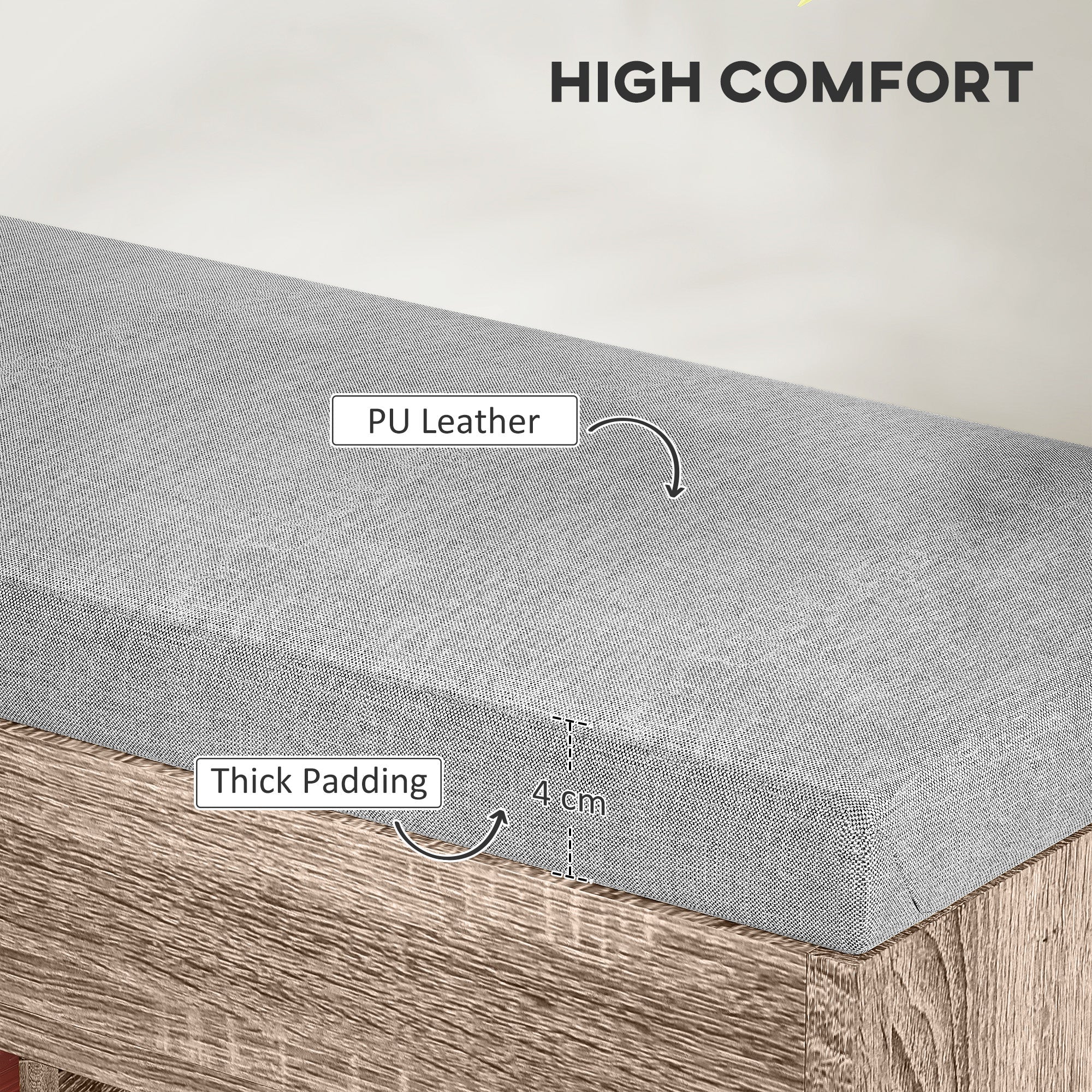 HOMCOM Shoes Cabinet Bench Hidden Storage Padded Seat Organiser Footwear Rack Hallway Grey Wood Grain