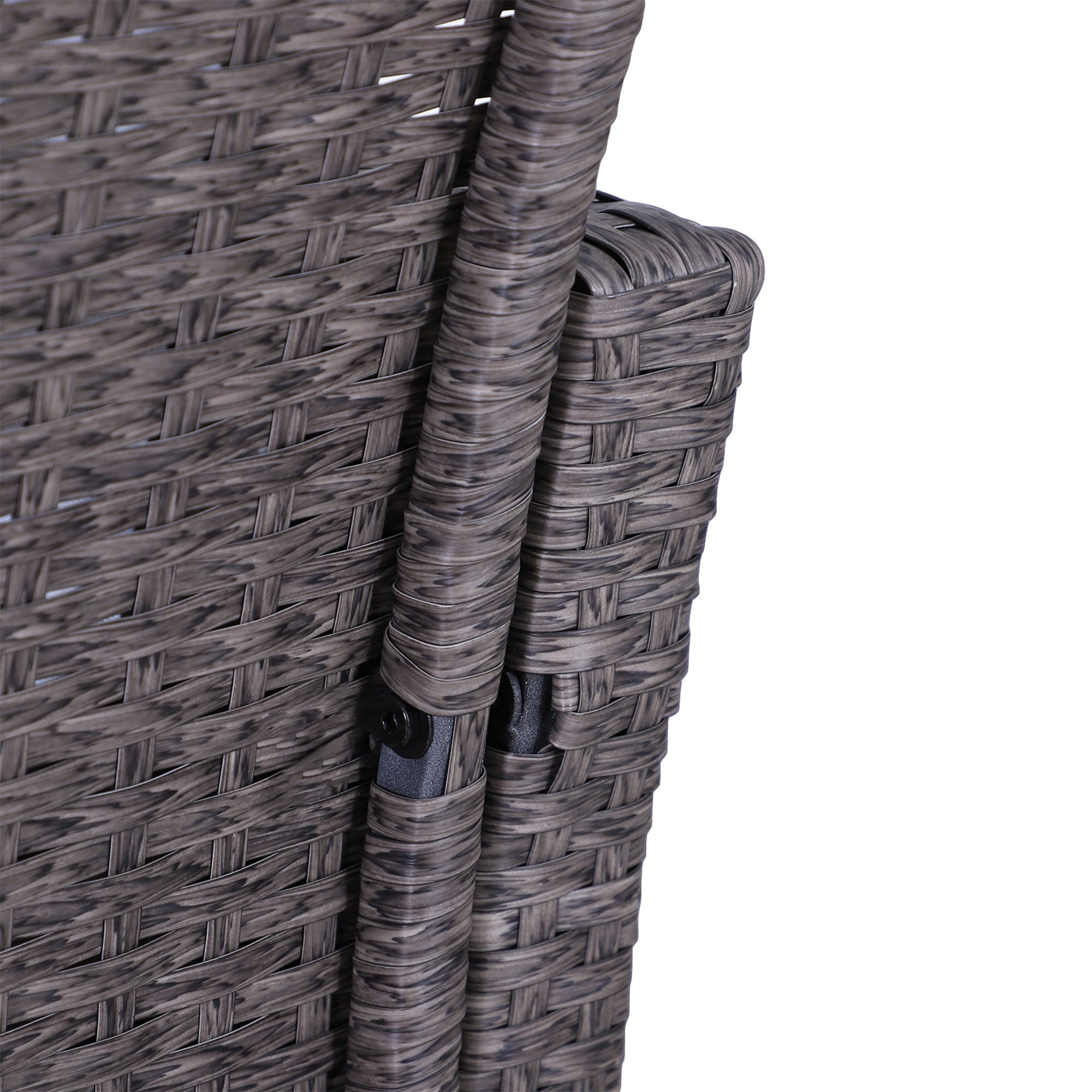 Outsunny 5 Pieces PE Rattan Garden Furniture Set with 10cm Thick Padded Cushions, Wicker Weave Outdoor Seating Chairs with 2 Armchairs, 2 Stools, Glass Top Table, Dark Grey