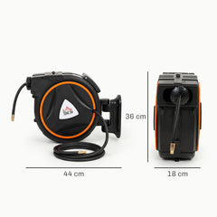 HOMCOM Auto Rewind Hose Reel, Retractable Air Hose Reel 15 m + 1.5 m, 150 Bar with 1/4" BSPT Connector, Black