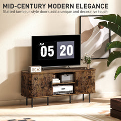HOMCOM TV Stand Cabinet for TVs up to 55 Inches, TV Unit with Storage Shelves and Cupboard for Living Room, Rustic Brown