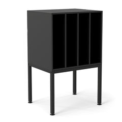 Turntable Stand with Vinyl Storage Shelves and Raised Metal Legs-Black