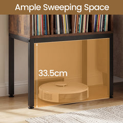 Turntable Stand with Vinyl Storage Shelves and Raised Metal Legs-Rustic Brown