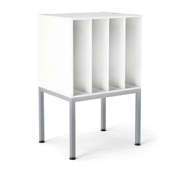 Turntable Stand with Vinyl Storage Shelves and Raised Metal Legs-White
