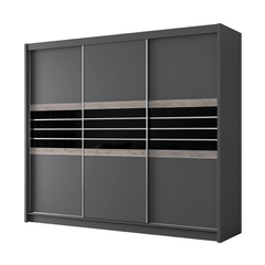 DOVER 250cm Sliding Door Wardrobe Lava / Black Glass