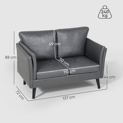 HOMCOM Two-Seater Leathaire Sofa - Grey