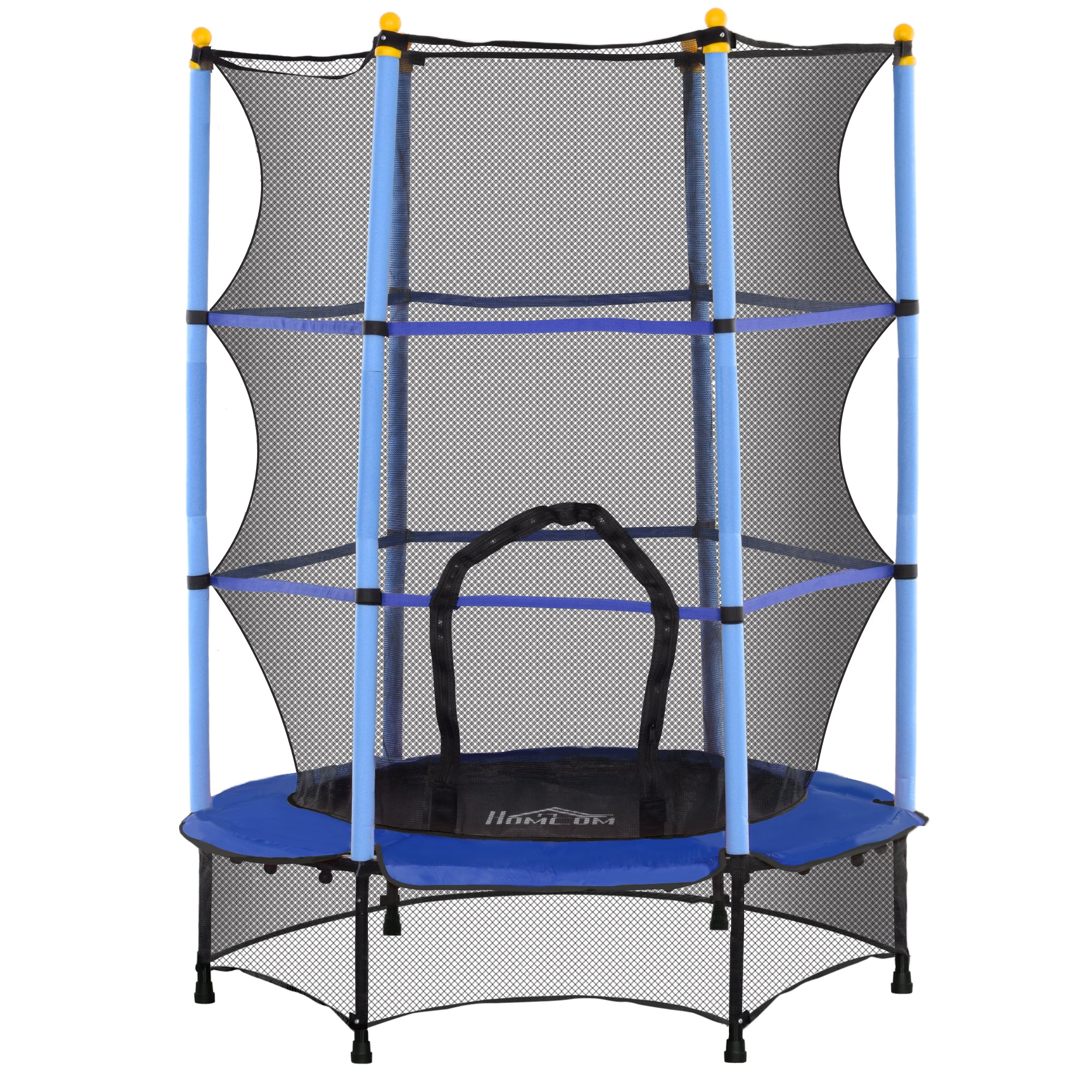 HOMCOM 4.6FT/55" Kids Trampoline with Safety Enclosure, Outdoor Indoor Use, for Ages 3-10 Years, Blue
