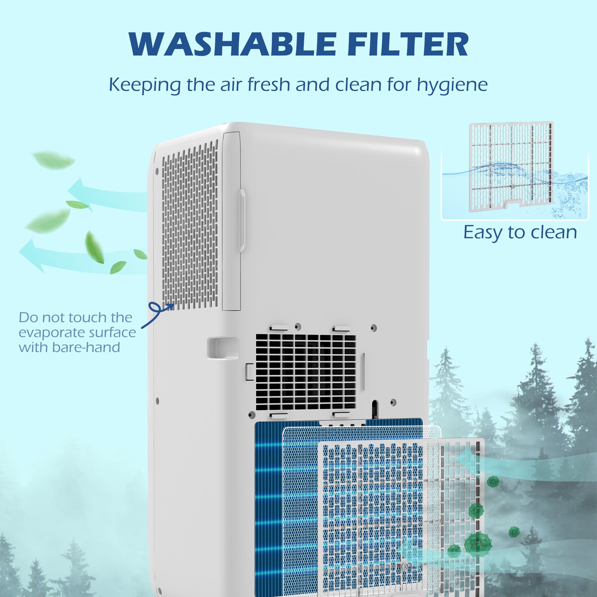 HOMCOM 9,000 BTU Mobile Air Conditioner for Room up to 28m√Ç¬≤, with Dehumidifier, 24H Timer, Wheels, Window Mount Kit