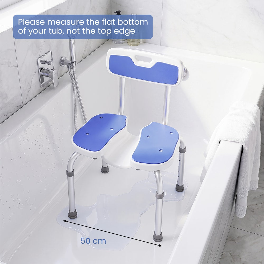 The bath safety seat shown in a bathtub