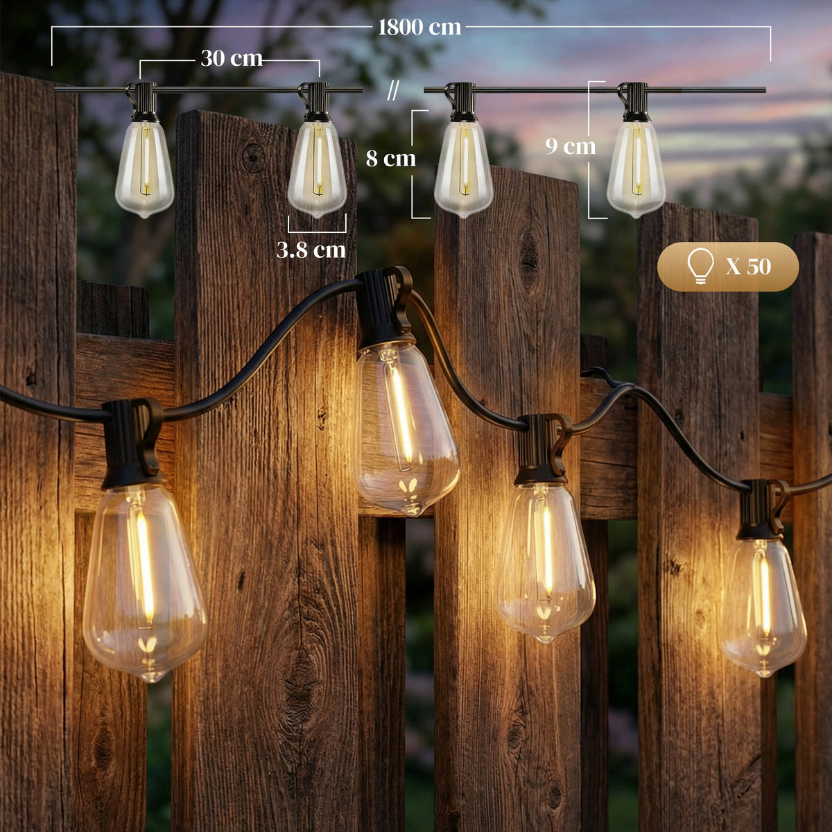 HOMCOM Curtain Lights Connectable Fairy Curtain Lights Plug-in IP44 Waterproof/18 m/Warm White