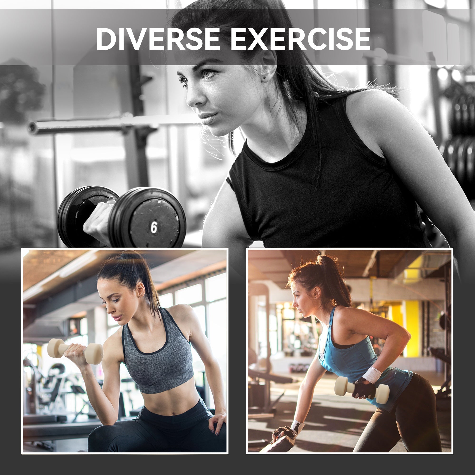 HOMCOM 10KG Dumbbells Set with Carry Case, Hand Weights for Women and Men Home Gym Weight Lifting Training, Pink, Purple, Grey, Brown