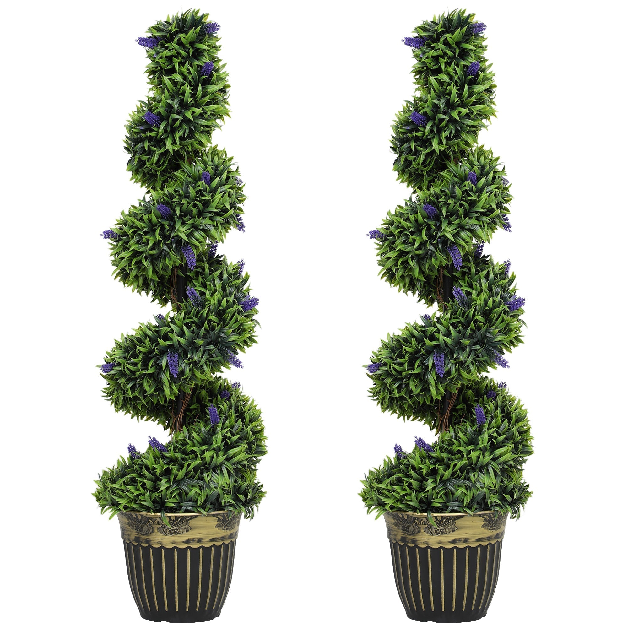 HOMCOM Set of Two 115cm Artificial Lavender Trees