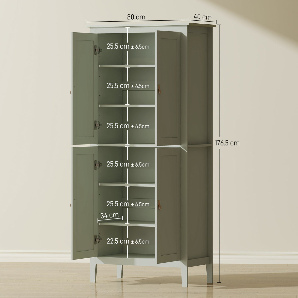 HOMCOM Tall Pantry Cupboard with Motion Sensor LED Light - Green - product image 3