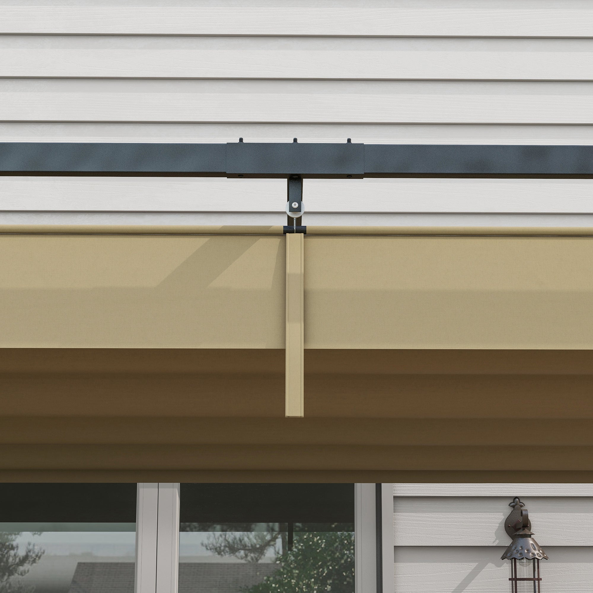 Outsunny 3x2m Metal Pergola with Retractable Roof, Garden Gazebo Canopy Shelter for Outdoor, Patio, Khaki