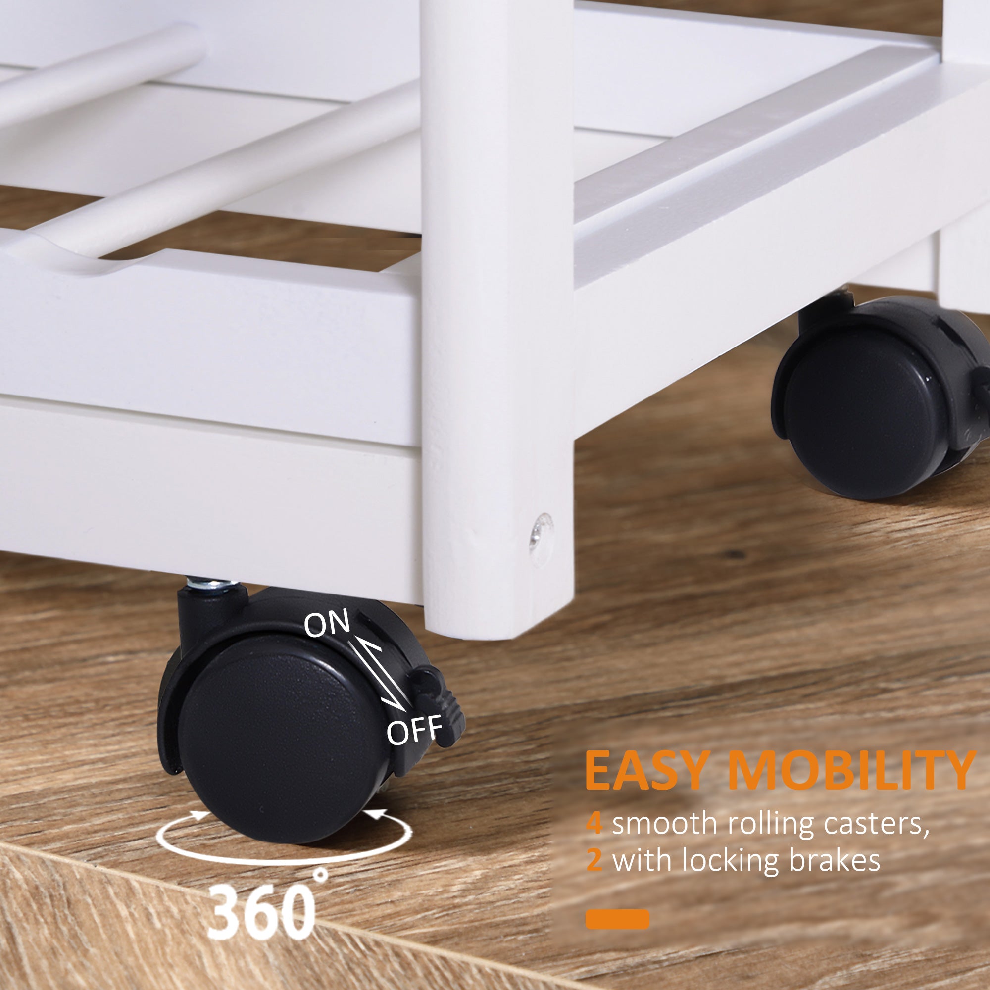 HOMCOM Rolling Kitchen Island Trolley Cart Drawer Shelves Basket Wheels W/ 6 Bottle Wine Rack White