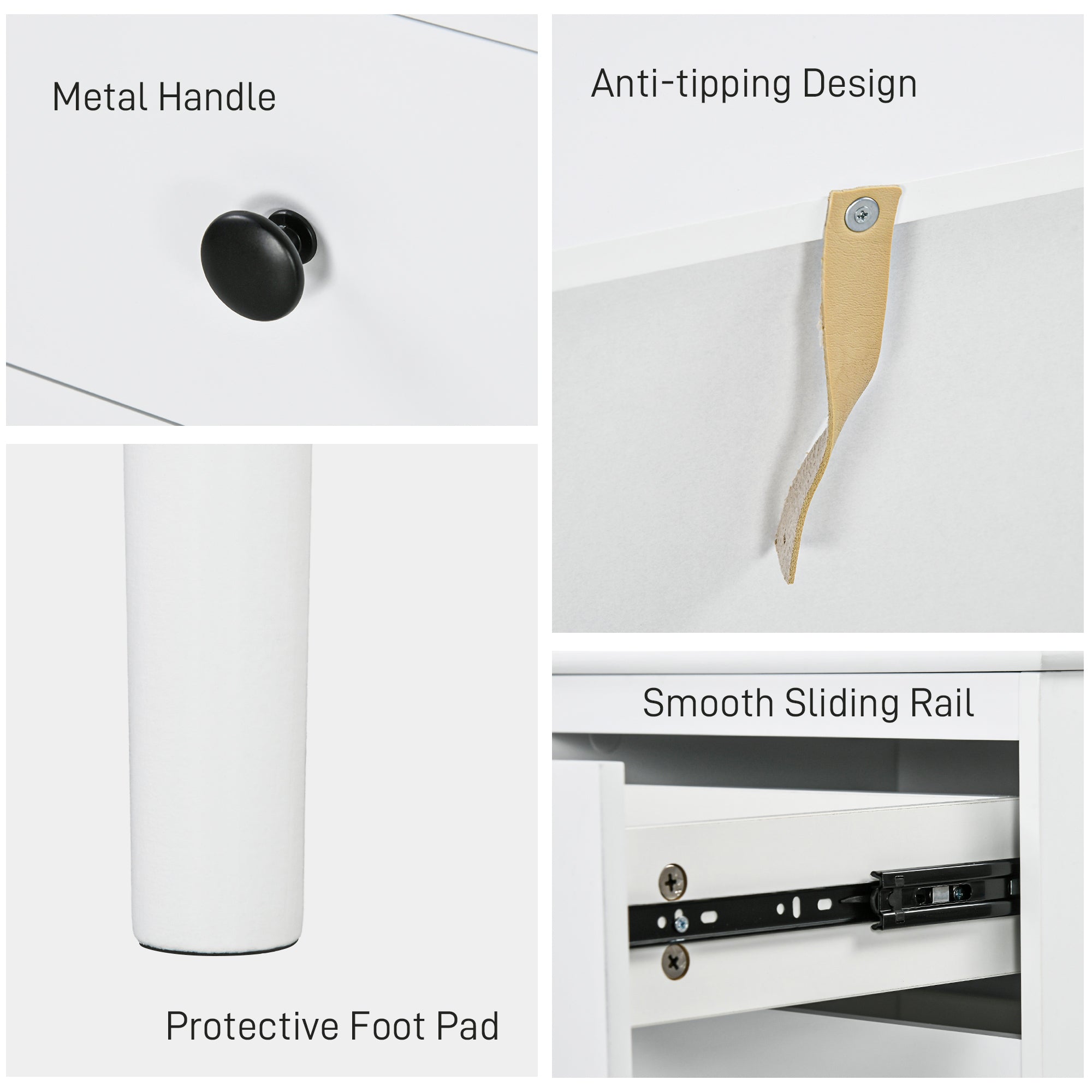 HOMCOM Set of Two Three-Drawer Bedside Tables - White