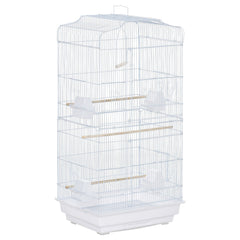 PawHut Large Metal Bird Cage with Perches, Food Bowls, Swing, for Budgies, Parakeets, White