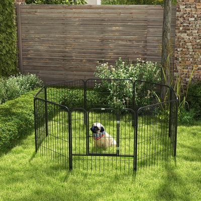 8 Panels Heavy Duty Puppy Playpen, for Small and Medium Dogs, Indoor and Outdoor Use - Black