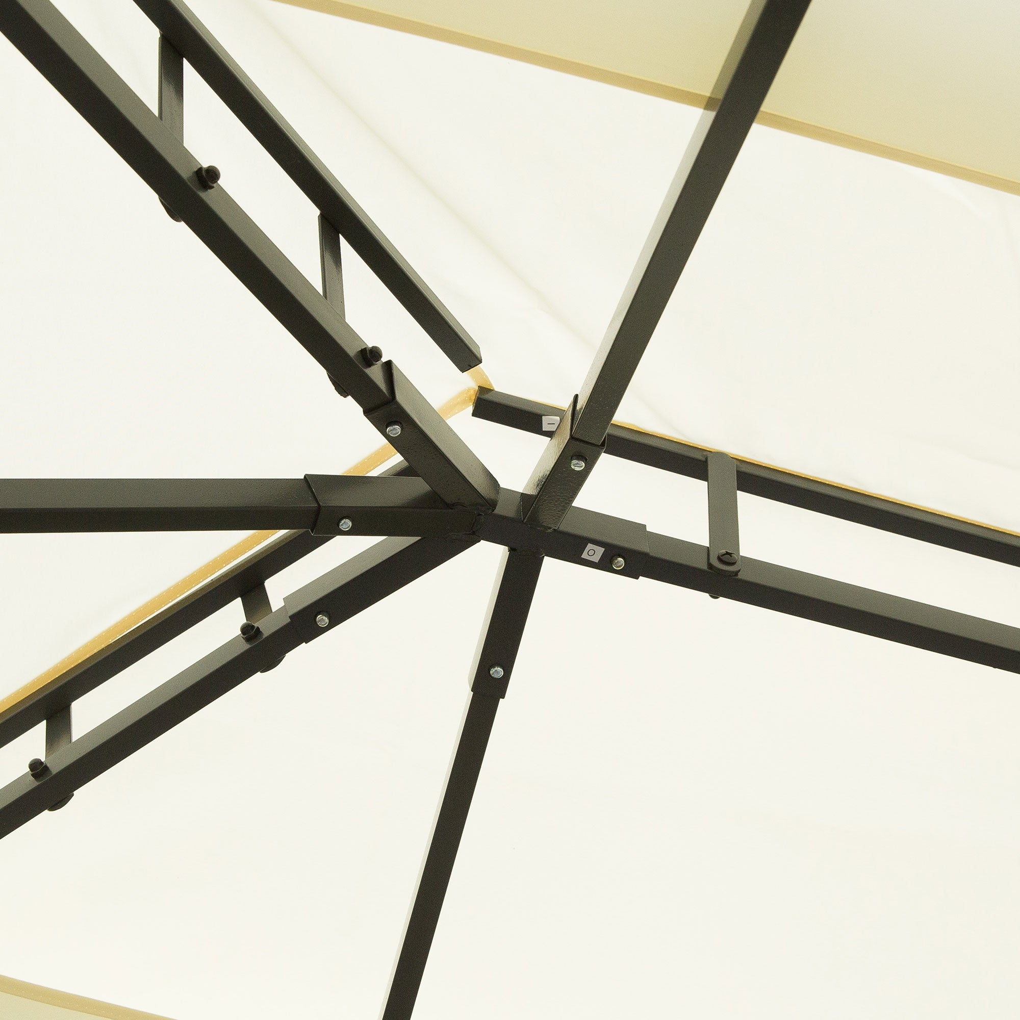 Outsunny 4 x 3 m Aluminum Garden Gazebo, Double Roof Outdoor Gazebo Canopy Shelter with Netting & Curtains for Garden, Lawn, Backyard and Deck, Cream