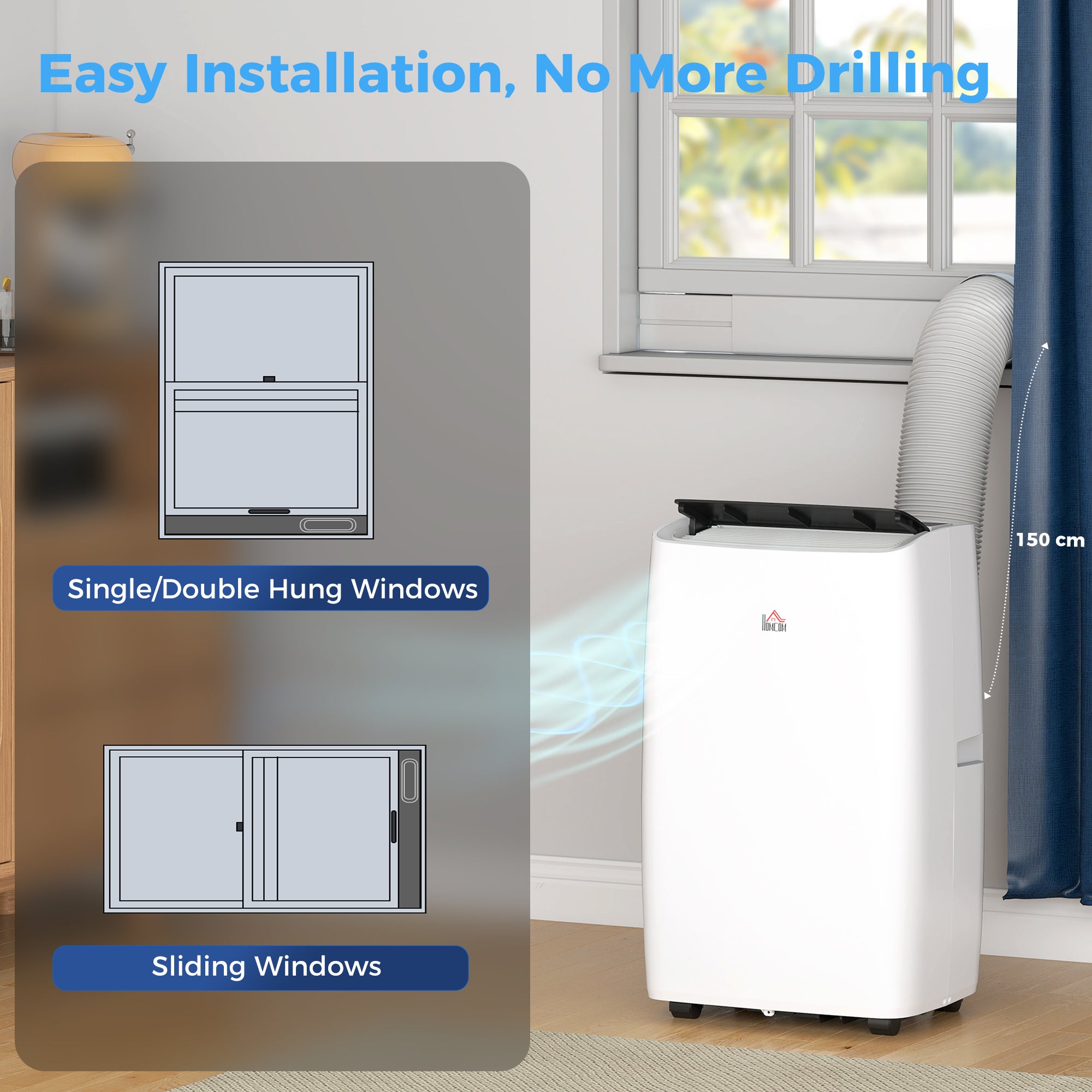 HOMCOM Portable Air Conditioner 14000 BTU, 4-in-1 Air Conditioning Unit, Dehumidifier, Cooling, Fan, Sleep Mode with 3 Speeds, Remote Control, LED Display, 24H Timer, Window Kit, Children Lock, 40m√Ç¬≤