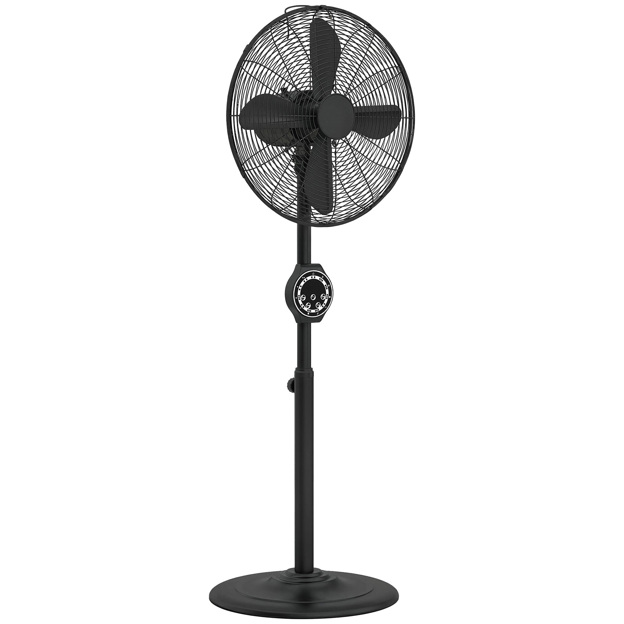 HOMCOM 41 cm Metal Pedestal Fan with Oscillating, Adjustable Height Black