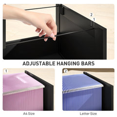 HOMCOM 4 Drawer Filing Cabinet with Lock, Office Storage Cabinet with Adjustable Hanging Bars for A4 Letter Size Files, Black