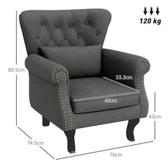 HOMCOM Chesterfield-Style Accent Chair - Grey