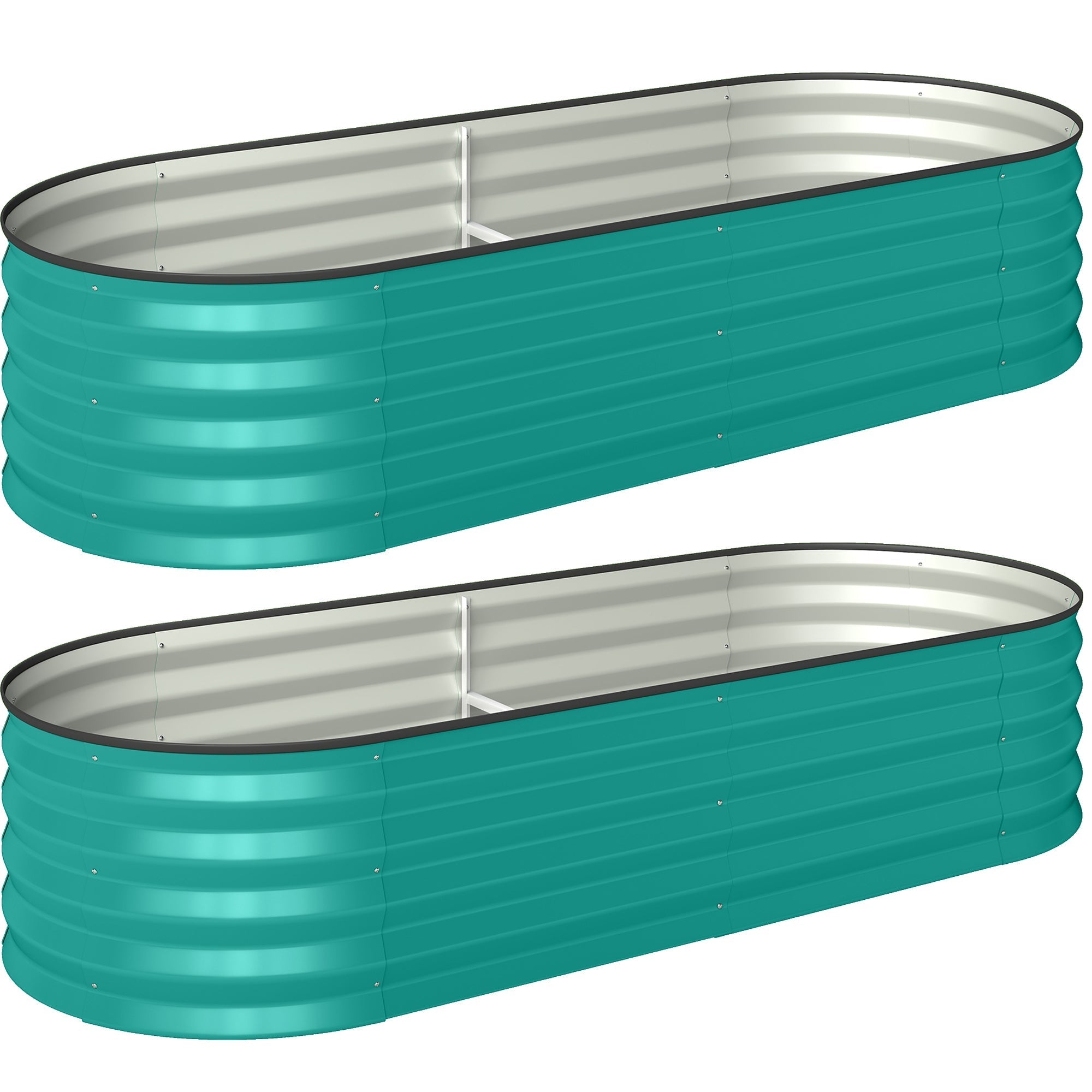 Outsunny Set of Two 150 x 60cm Steel Planters - Green