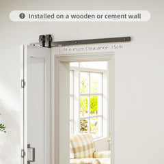 HOMCOM Slide Door, 70cm Modern Sliding Door Set Kit with Steel Rail, White - product image 5