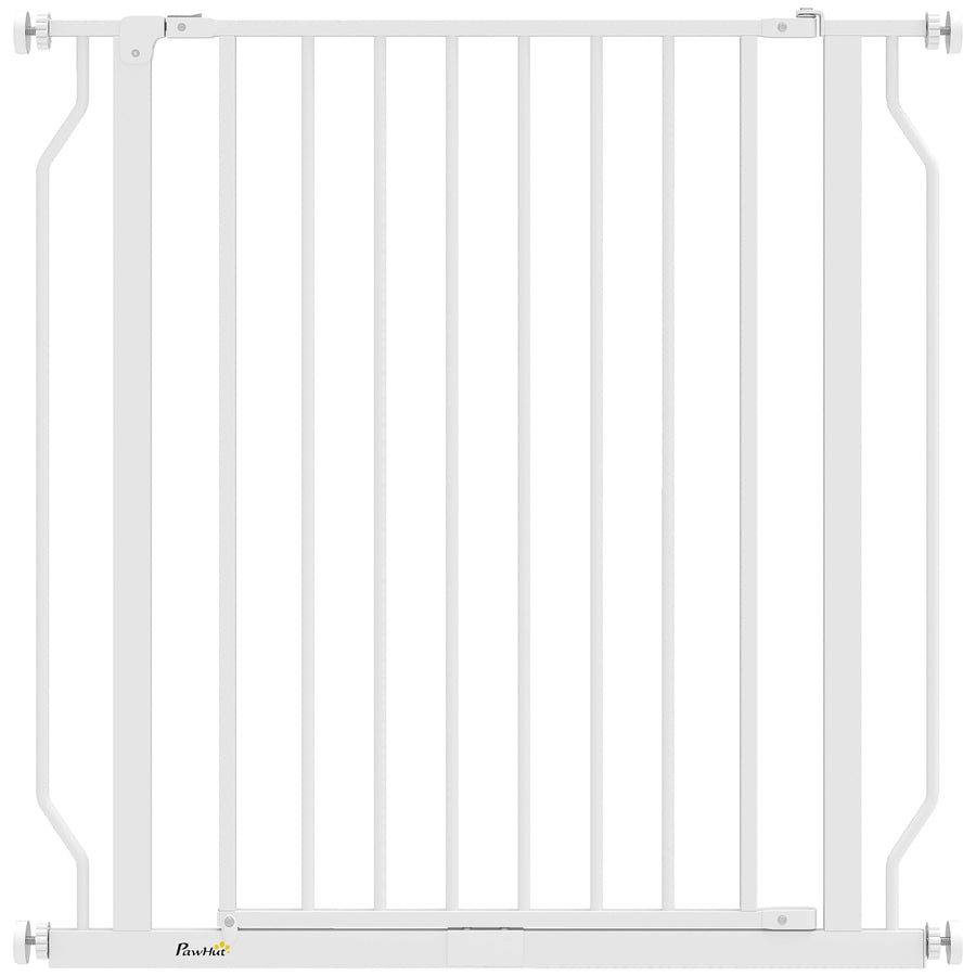 PawHut Extra Wide Dog Gate, with Door Pressure, for Doorways, Hallways, Staircases - White
