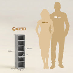 HOMCOM Set of 2 CD Media Display Shelf Unit Tower Rack with Adjustable Shelves, Grey