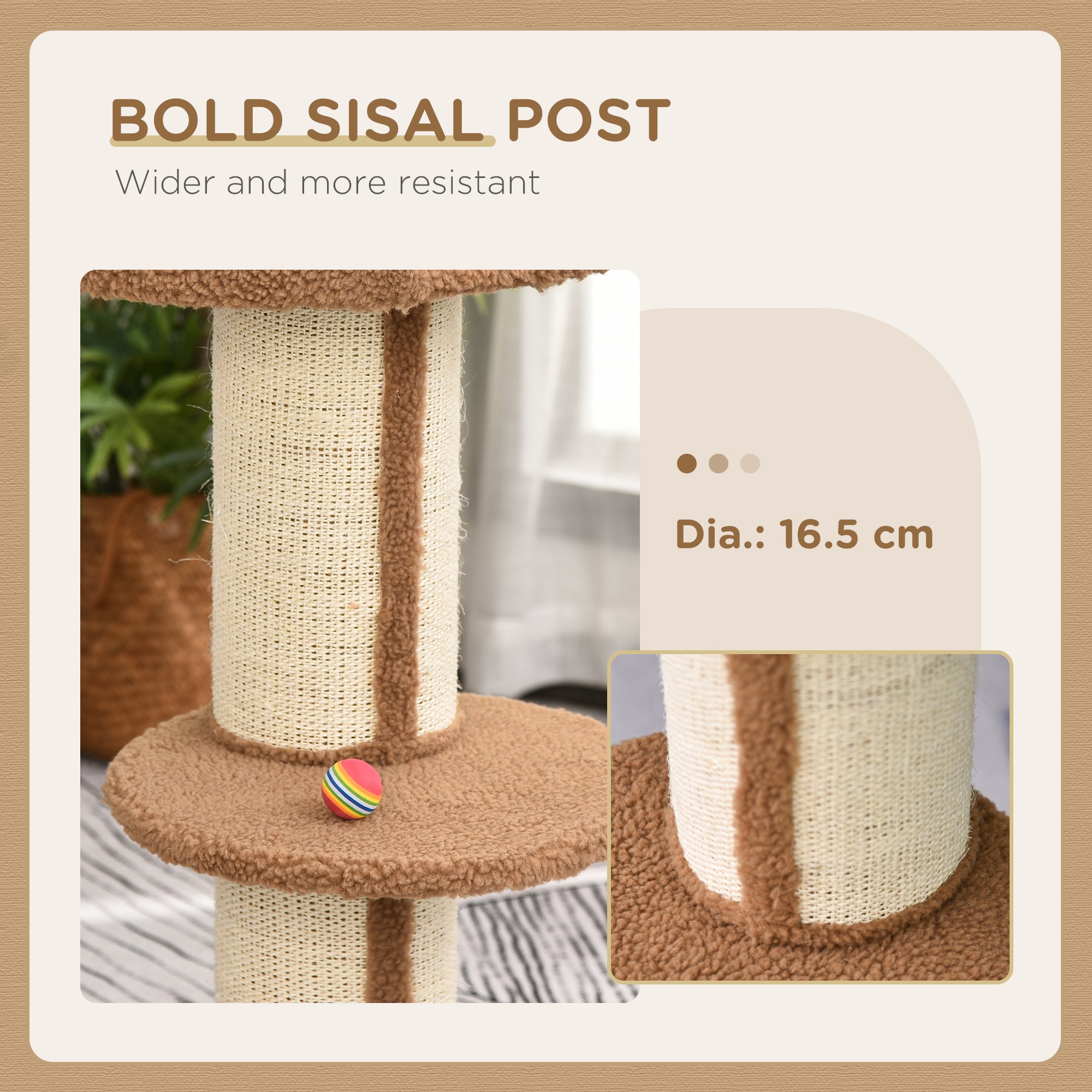 PawHut 91cm Cat Tower Scratching Posts Cat Tree for Indoor Cats Kitten Activity Centre Brown