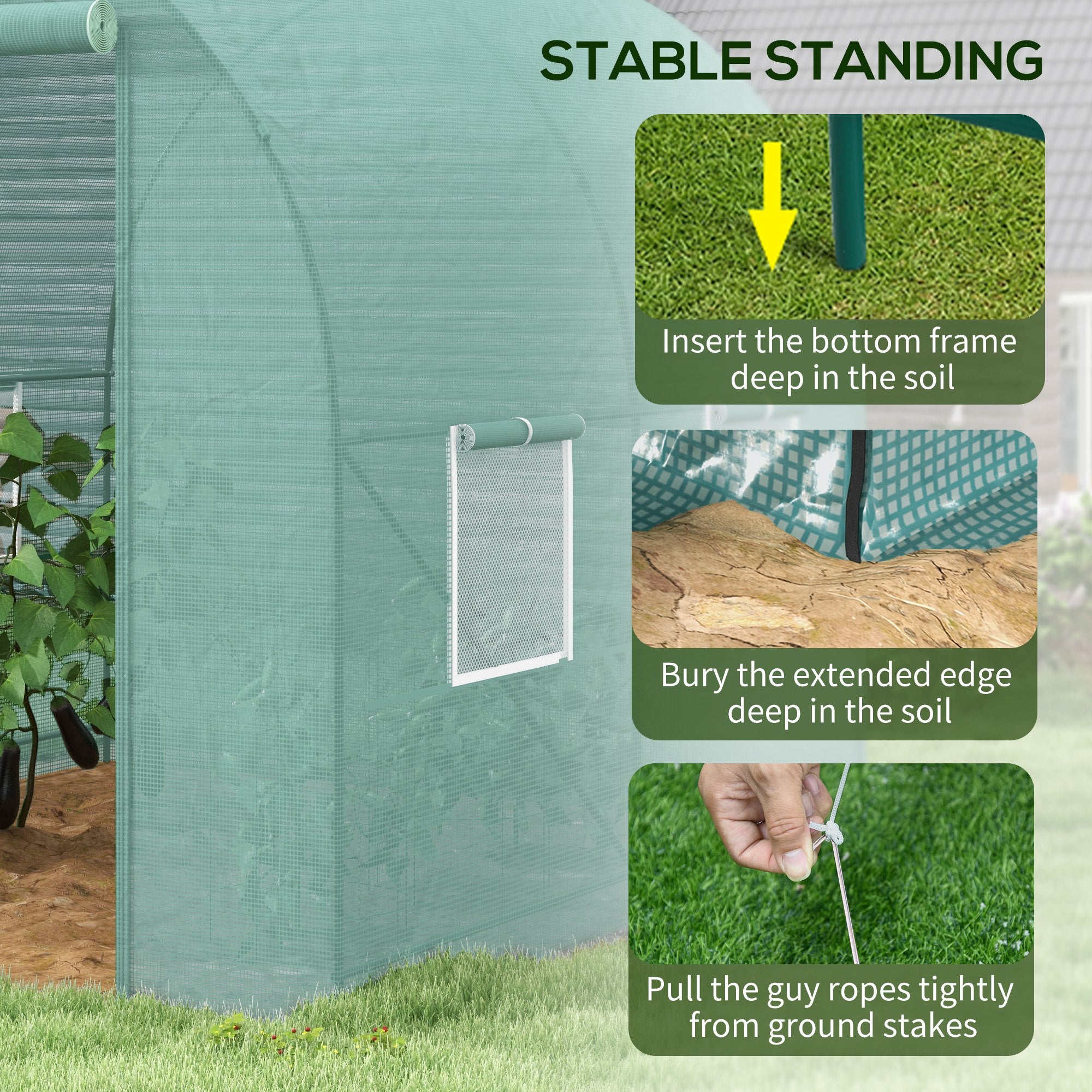Outsunny 245 x 200cm Polytunnel Greenhouse - Green