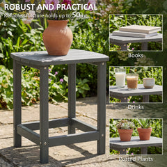 Outsunny Outdoor Side Table, Garden Coffee Table, All-Weather Adirondack Side Table for Garden, Beach, Indoor Outdoor, Grey