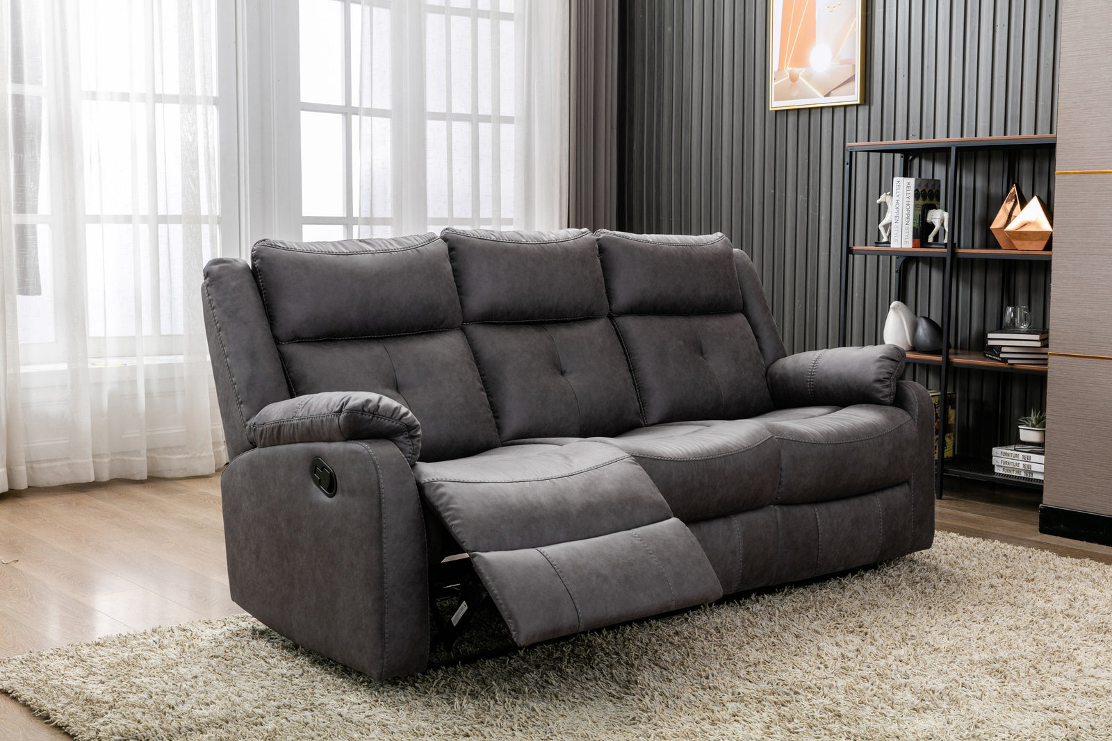 Cavsey 3 Seater Sofa Grey (Recliner)