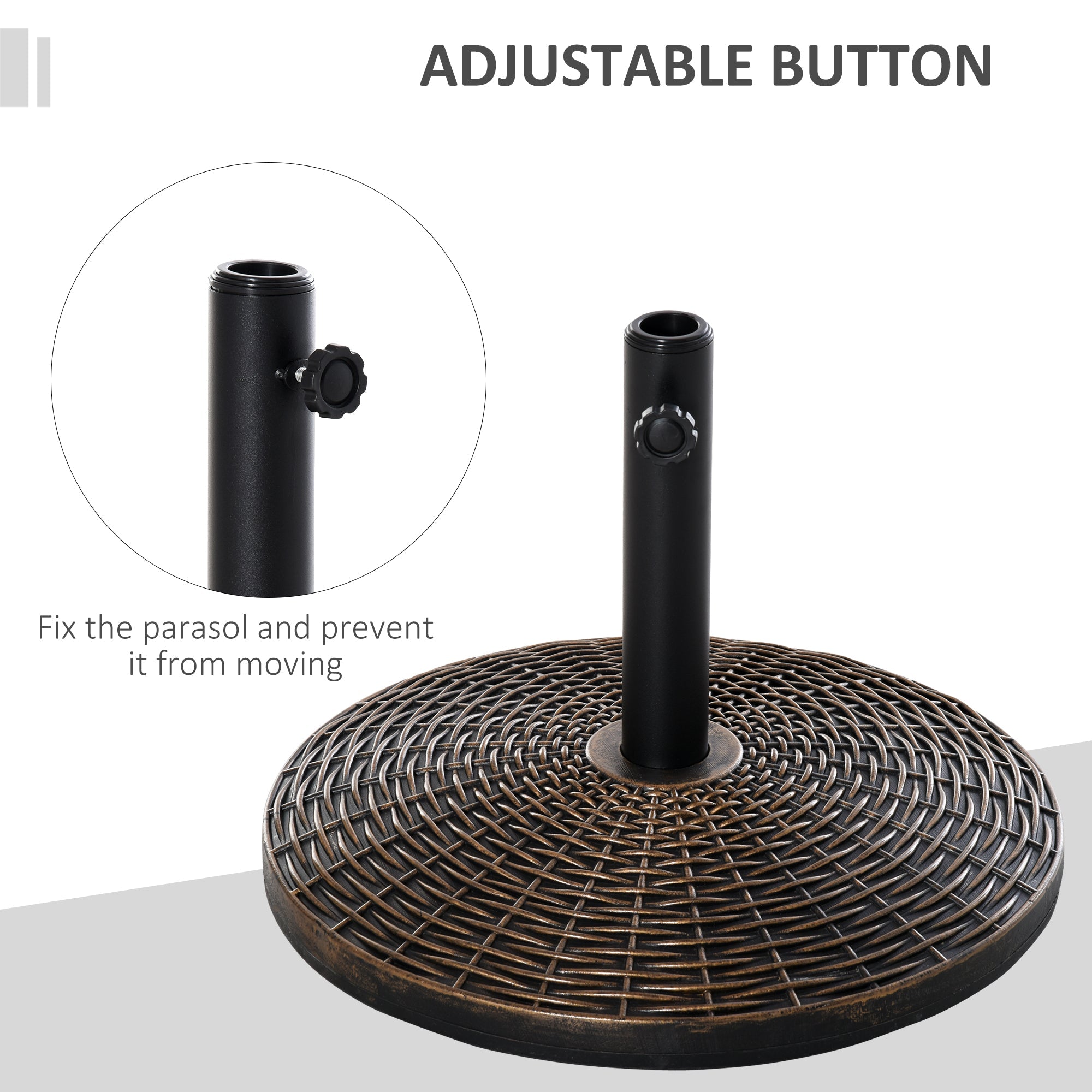 Outsunny 25 kg Plastic and Cement Rattan Pattern Parasol Base - Antique Bronze