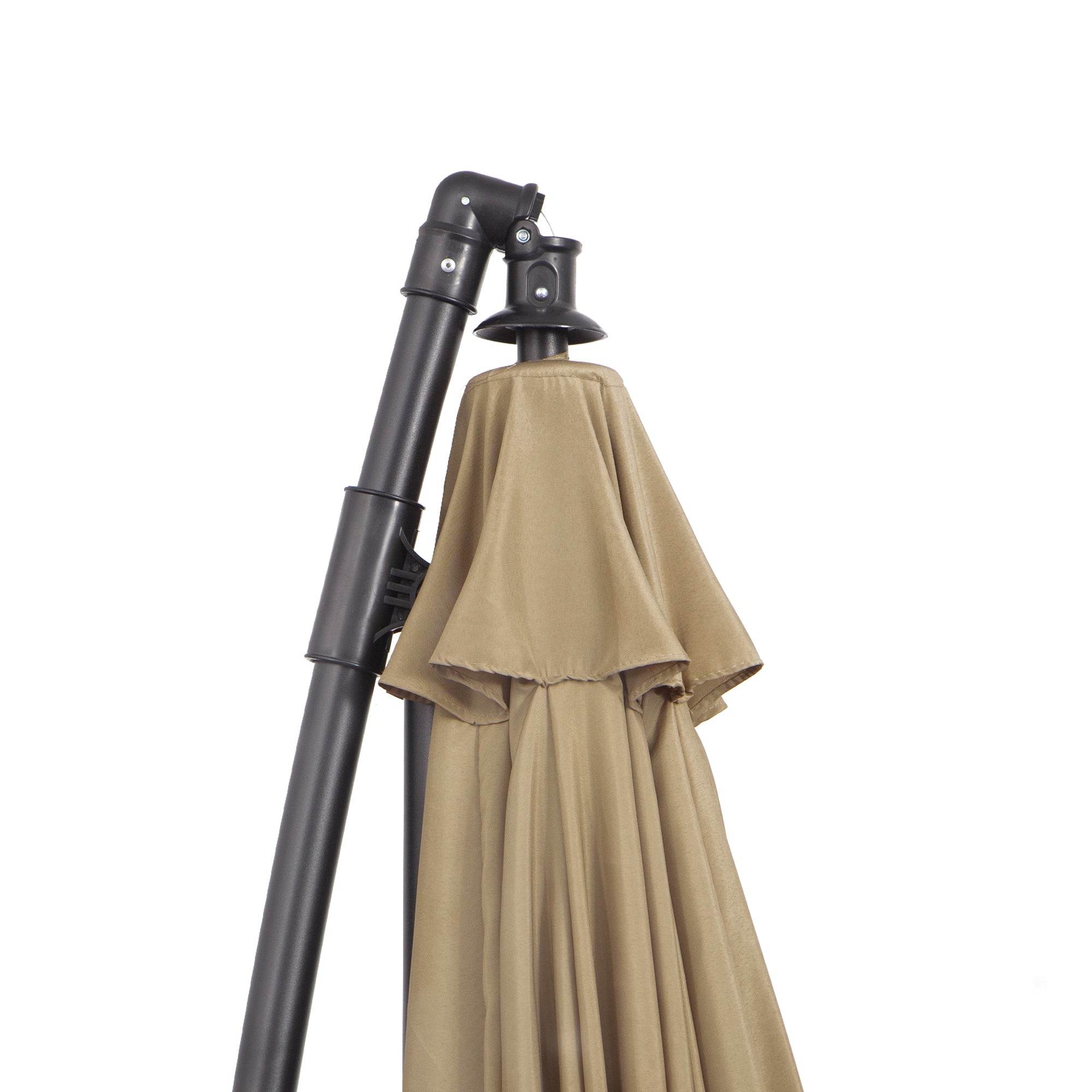 Outsunny 3(m) Cantilever Umbrella 18 Ribs & Vents Adjustable Angle for Patio Khaki