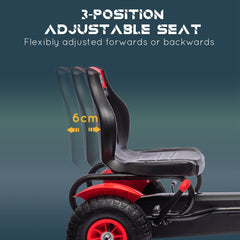 HOMCOM Children Pedal Go Kart, Kids Ride On Racer with Adjustable Seat, Inflatable Rubber Tyres, Handbrake, for Ages 5-12 Years - Red