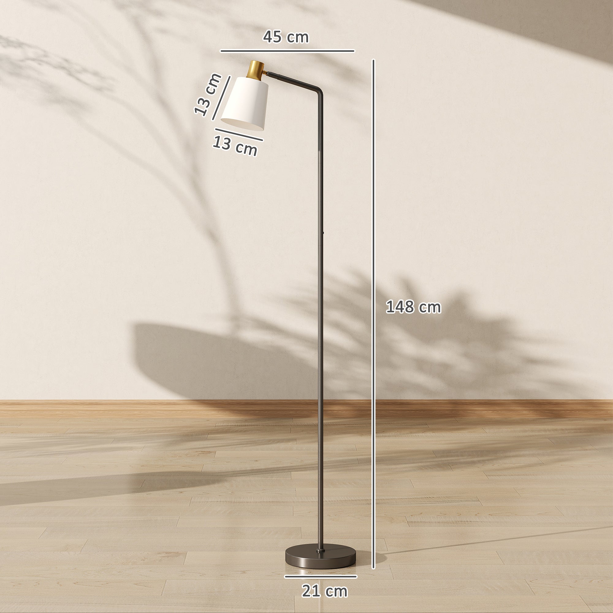 HOMCOM Floor Lamp with 350Â° Rotatable Head, Modern Standing Lamp with 3000K/4000K/6500K Colour Temperatures for Living Room Bedroom Office, Black