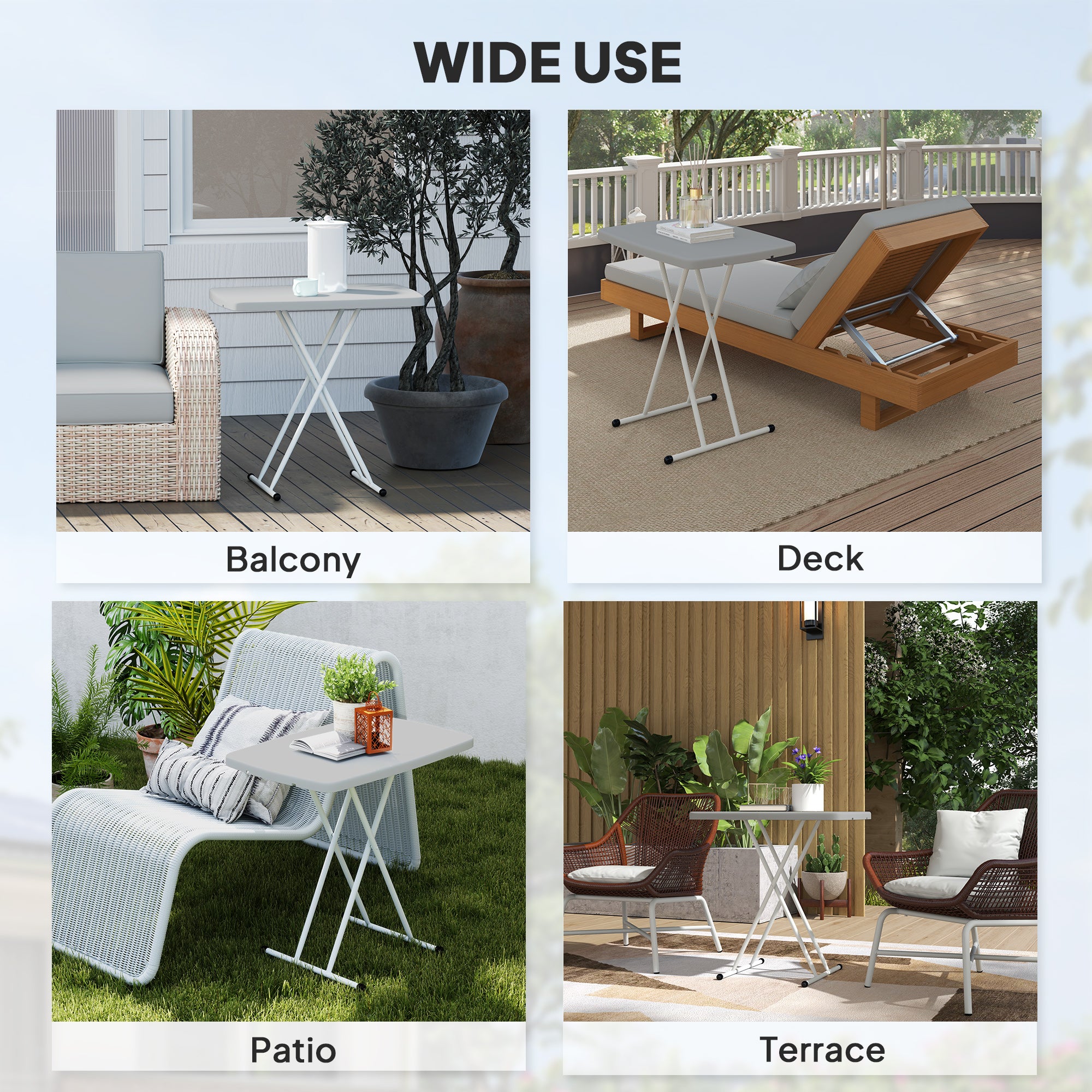 Outsunny Minimal Folding Outdoor Table - Grey/White