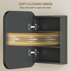 HOMCOM Bathroom Medicine Cabinet with Mirror, Bathroom Wall Cabinet with Adjustable Shelves, Soft Close Hinges, Black