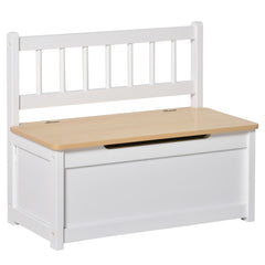HOMCOM 2 In 1 Wooden Toy Box, Seat Storage Bench, Storage Chest Cabinet Organiser, with Safety Pneumatic Rod