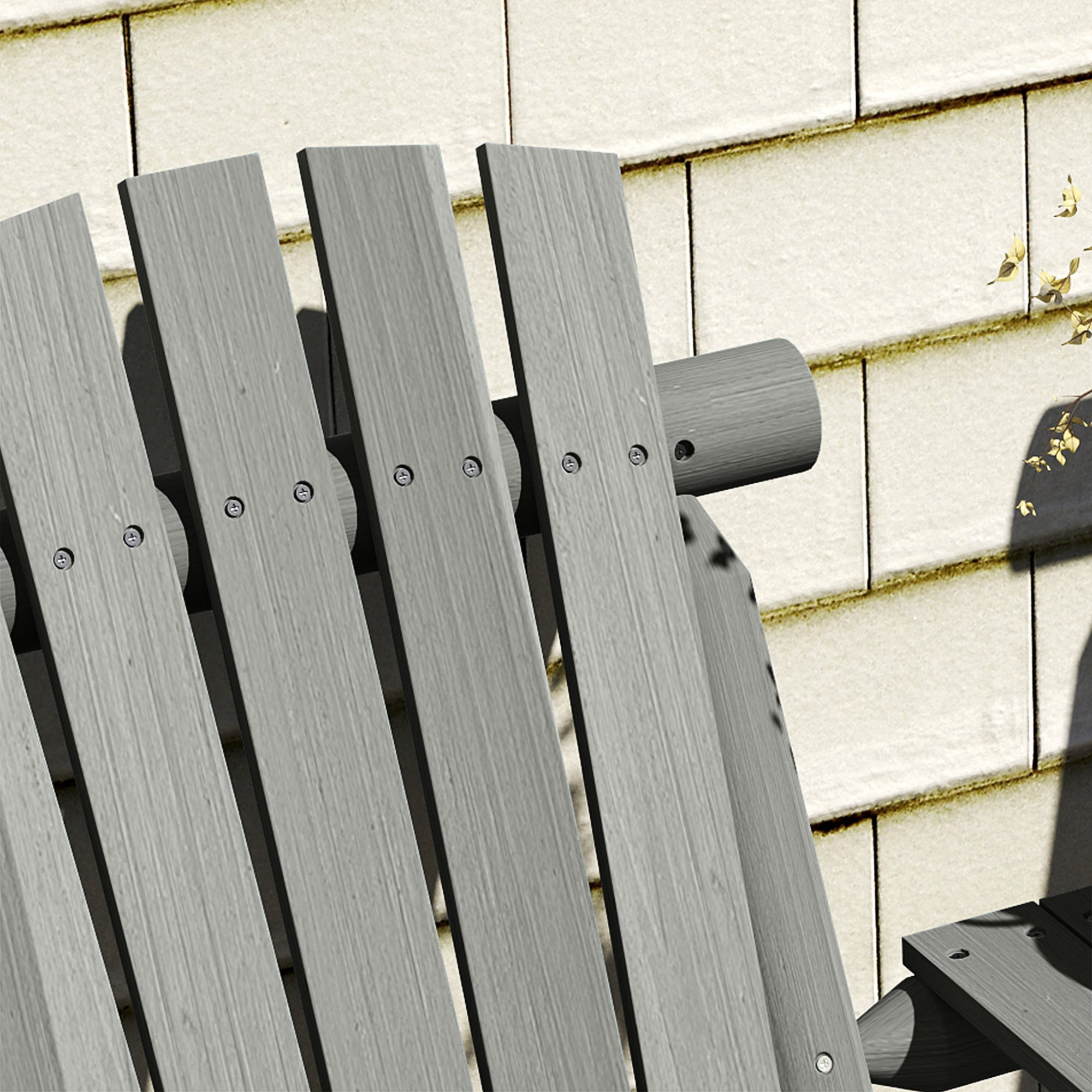 Outsunny Wood Patio Chair Bench 2 Seats w/ Centre Coffee Table, Garden Bench, Grey